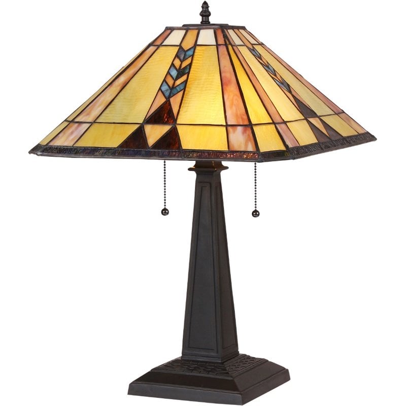 CHLOE Kent Tiffany-style 2 Light Mission Table Lamp 16