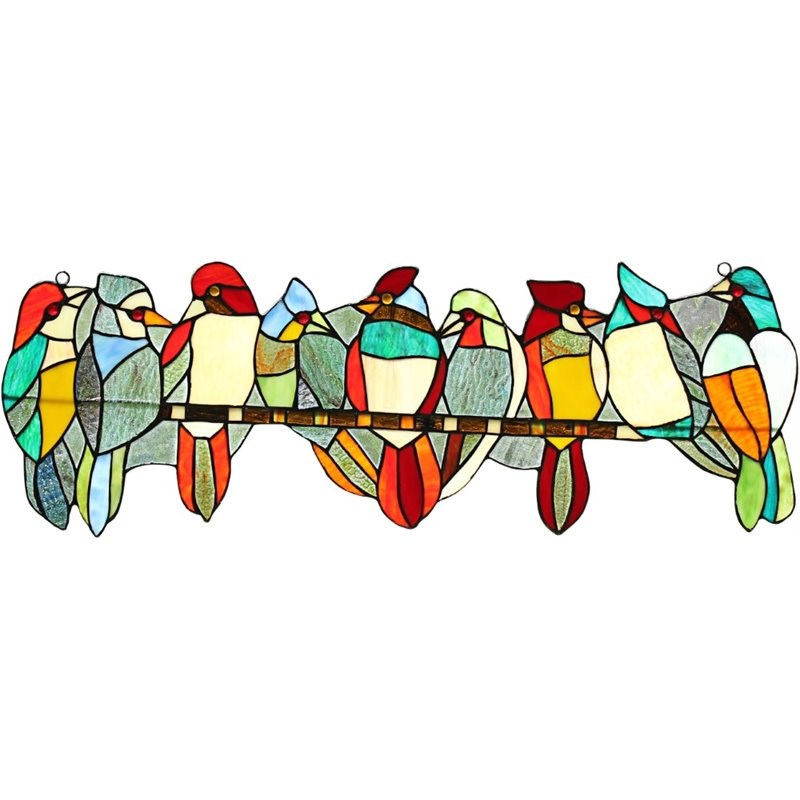 CHLOE Birds On A Vine Tiffany-style Animal Design Window Panel 26