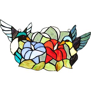 CHLOE Nectar Tiffany-style Animal Design Window Panel 15&quot x 8&quot