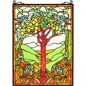 CHLOE Olea Tiffany-glass &quotFruits of Life&quot Window Panel 18x25