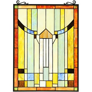CHLOE Kinsey Tiffany-style Misssion Design Window Panel 18&quot x 25&quot