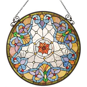 CHLOE Norah Victorian Tiffany-glass Window Panel 24&quot Tall