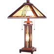 CHLOE Earle Tiffany-style Mission 3 Light Double Lit Wooden Table Lamp 15