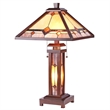 CHLOE Kay Tiffany-style Mission 3 Light Double Lit Wooden Table Lamp 15
