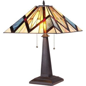 CHLOE Bedivere Tiffany-style 2 Light Mission Table Lamp 16&quot Shade