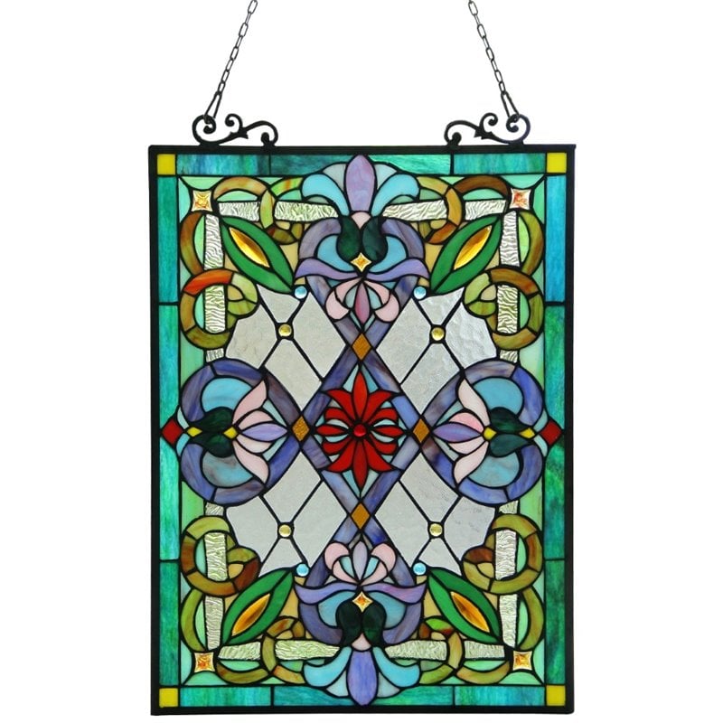 CHLOE Izzy Tiffany-glass Victorian Window Panel 18x25.5