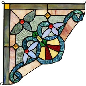 CHLOE Anelisa Victorian Tiffany-glass Window Panel 10&quot Wide