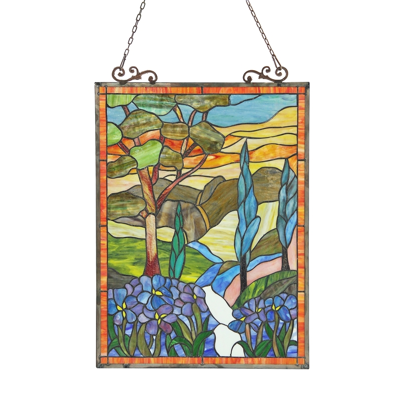 CHLOE Almos Tiffany-glass Floral Window Panel 18X24