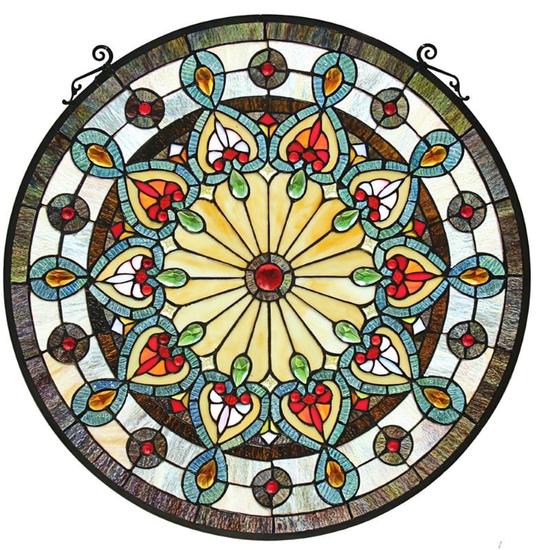 CHLOE Helena Tiffany-glass Victorian Window Panel 23.5