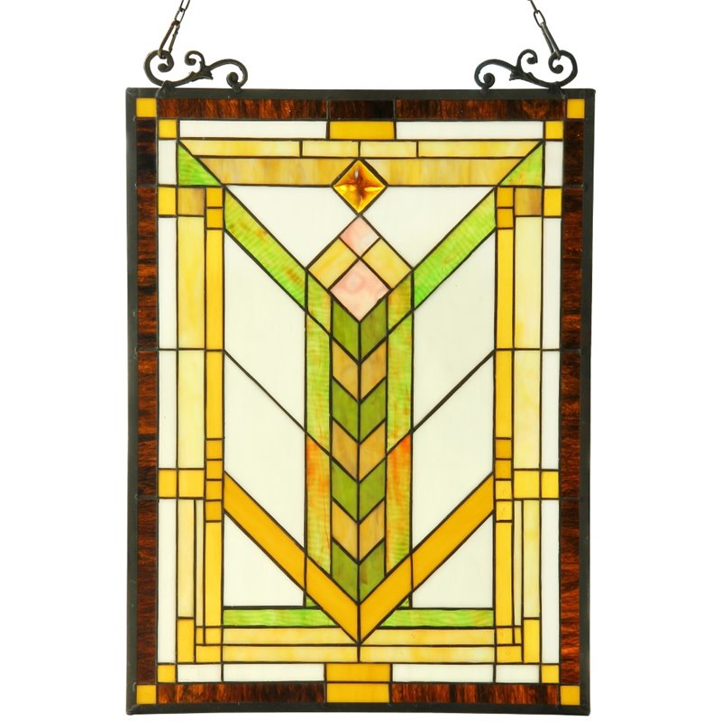 CHLOE Barley Tiffany-glass Mission Window Panel 18x24