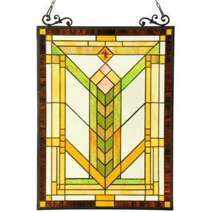 CHLOE Barley Tiffany-glass Mission Window Panel 18x24