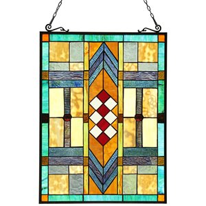 CHLOE Mathias Tiffany-glass Window Panel 17.5x25