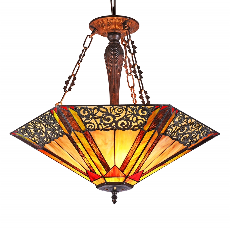 CHLOE Evelyn Tiffany-style 3 light Ceiling Pendant 24