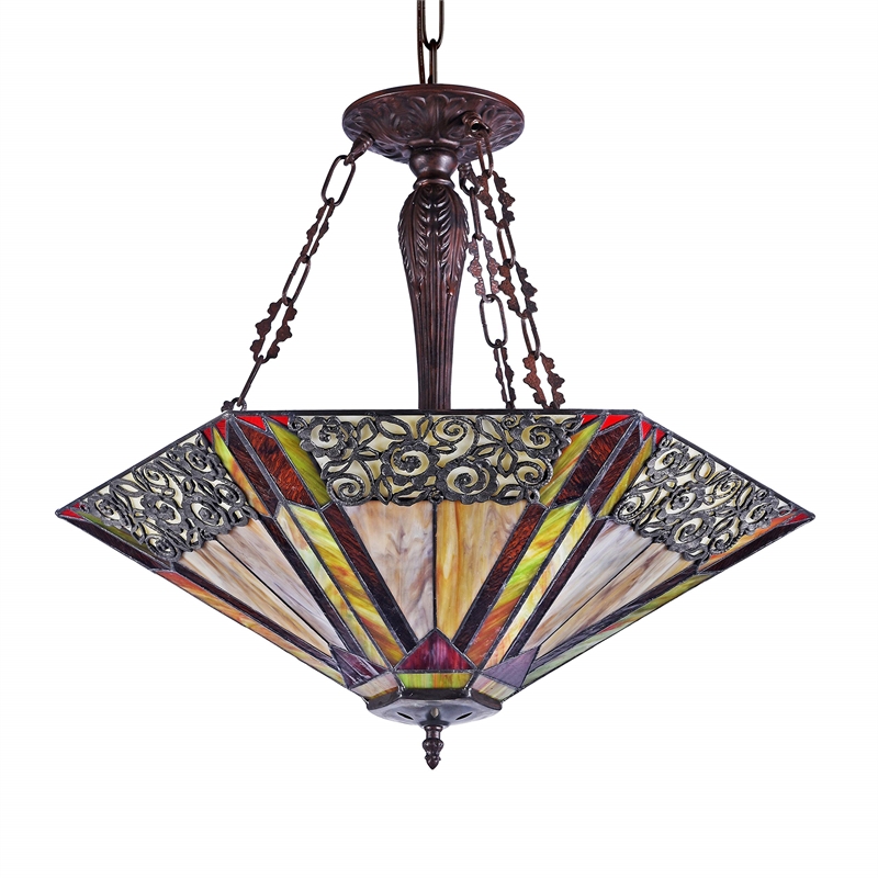 CHLOE Evelyn Tiffany-style 3 light Ceiling Pendant 24