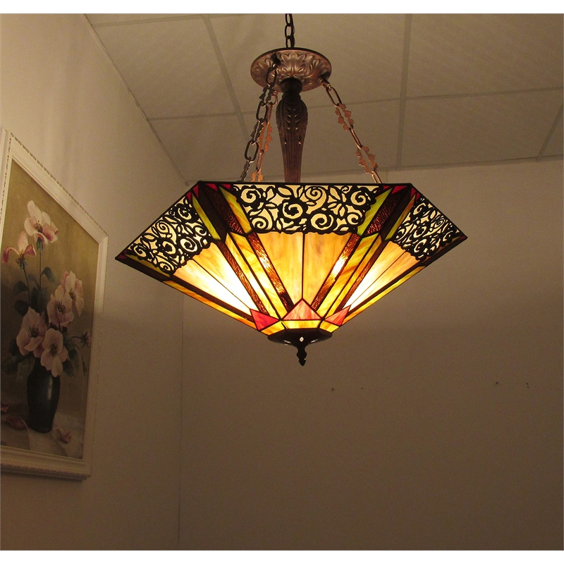 CHLOE Evelyn Tiffany-style 3 light Ceiling Pendant 24