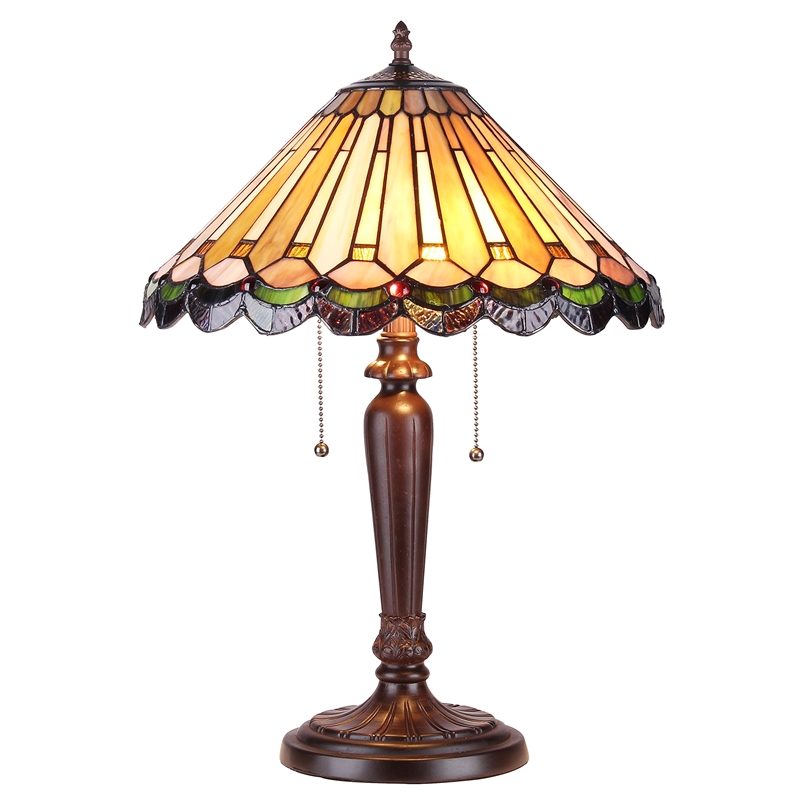 CHLOE Inez Tiffany-style 2 Light Mission Table Lamp 16