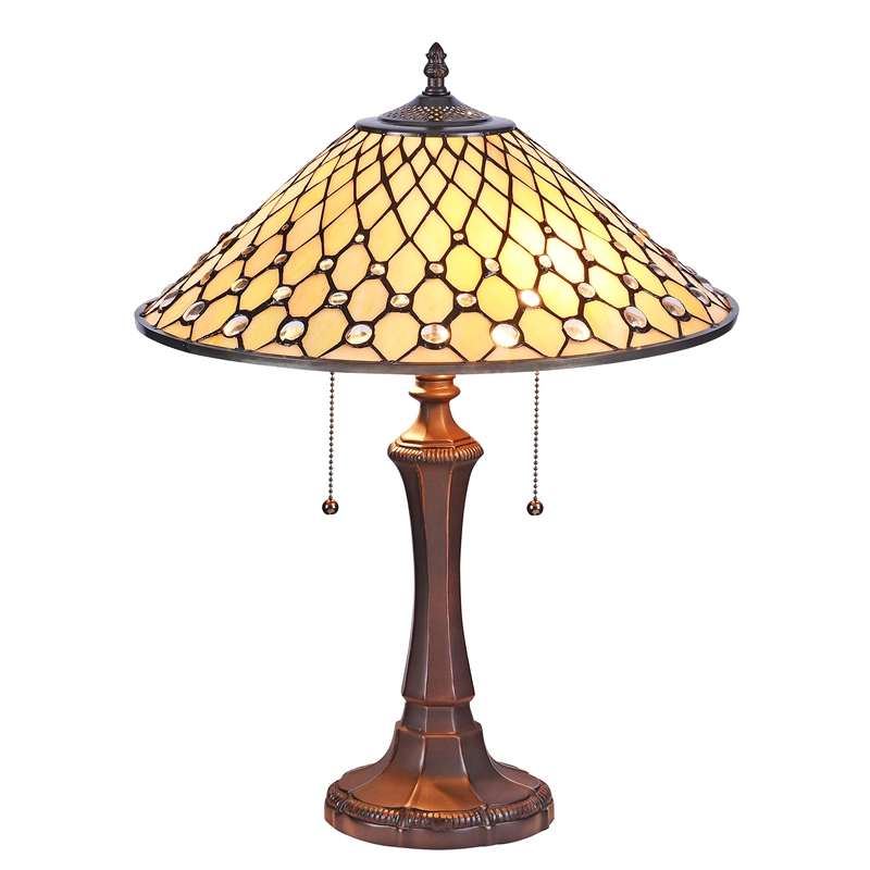 CHLOE Fanny Tiffany-style Victorian 2 Light Table Lamp 16