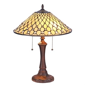 CHLOE Fanny Tiffany-style Victorian 2 Light Table Lamp 16&quot Wide