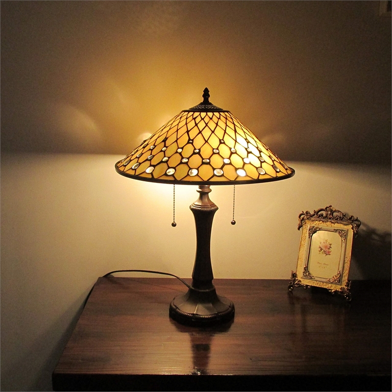 CHLOE Fanny Tiffany-style Victorian 2 Light Table Lamp 16
