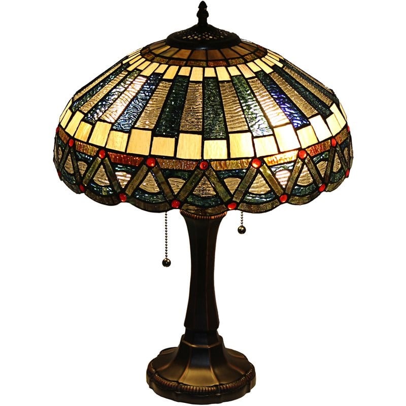 CHLOE Courtland Tiffany-style 2 Light Mission Table Lamp 16