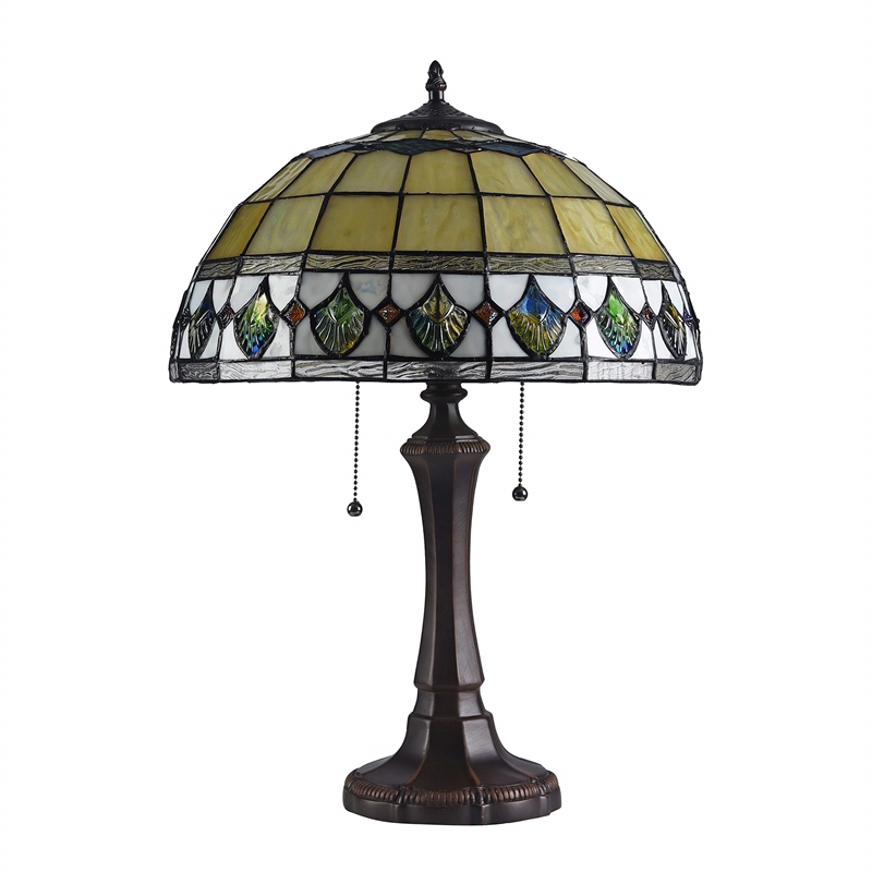 CHLOE Dougal Tiffany-style 2 Light Geometric Table Lamp 16