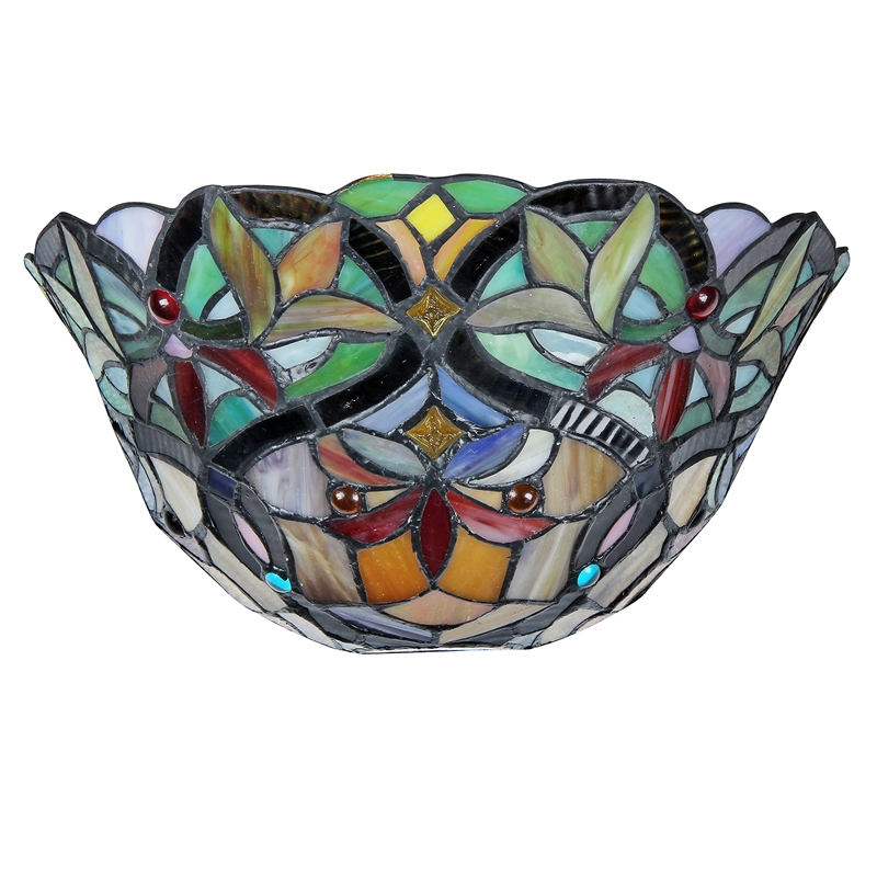 CHLOE Fern Tiffany-style 1 Light Victorian Indoor Wall Sconce 12