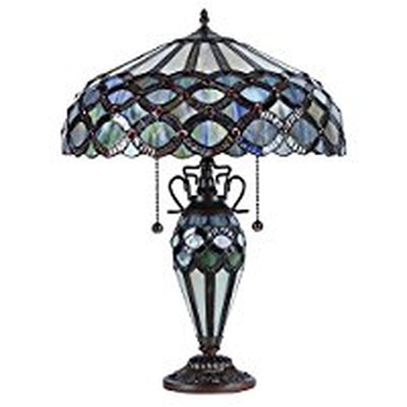 CHLOE Prisma Tiffany-style 3 Light Double Lit Table Lamp 18