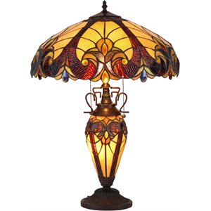 CHLOE Adia Tiffany-style 3 Light Victorian Double Lit Table Lamp 18&quot Shade