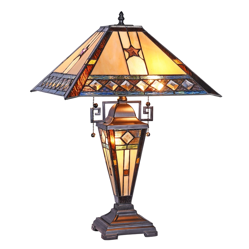CHLOE Tristan Tiffany-style 1 Light Double Lit Table Lamp 16