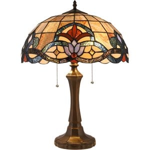 CHLOE Ellington Tiffany-style Dark Bronze 2 Light Victorian Table Lamp 16&quot Shade