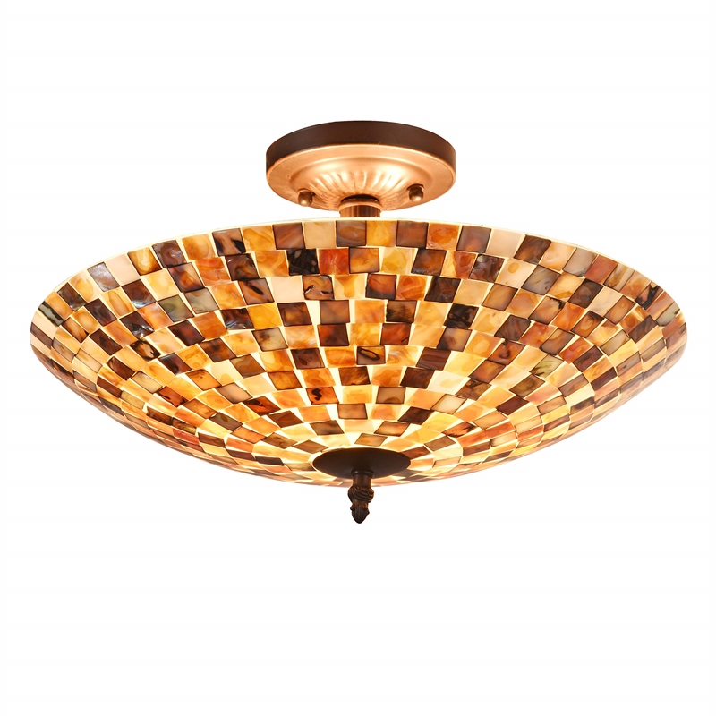 CHLOE Shelley Mosaic 2 Light Semi-flush Ceiling Fixture 16