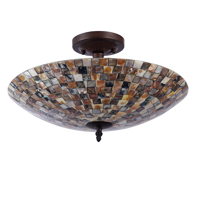CHLOE Shelley Mosaic 2 Light Semi-flush Ceiling Fixture 16
