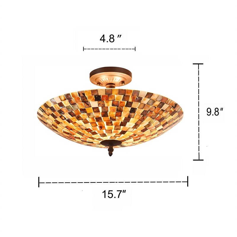 CHLOE Shelley Mosaic 2 Light Semi-flush Ceiling Fixture 16
