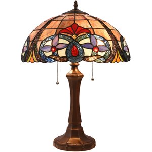 CHLOE Jude Tiffany-style Dark Bronze 2 Light Victorian Table Lamp 16&quot Shade