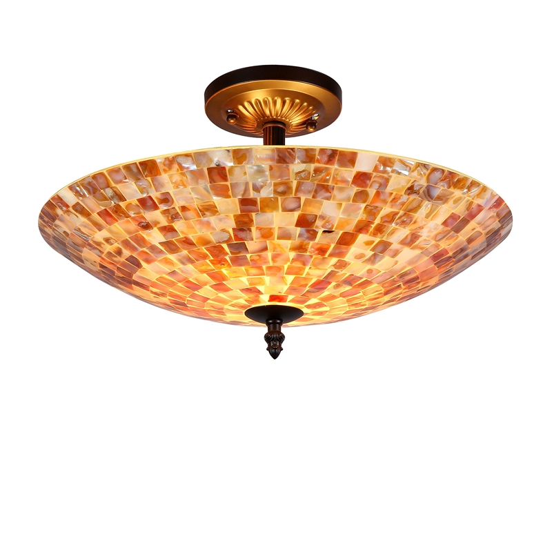 CHLOE Shelley Mosaic 2 Light Semi-flush Ceiling Fixture 16