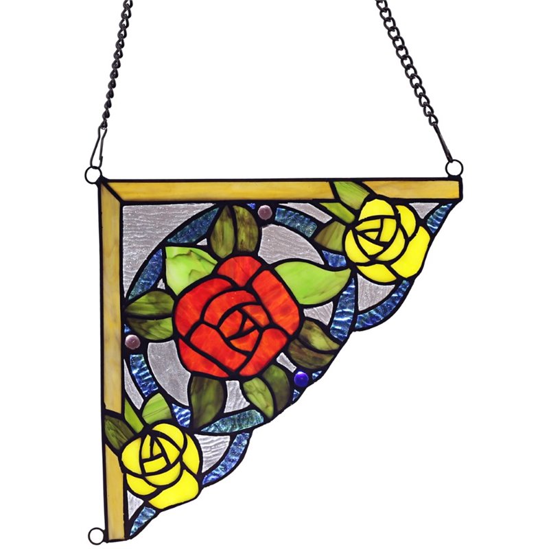 CHLOE Roselia Floral Tiffany-glass Window Panel 10