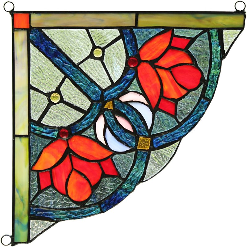 CHLOE Roseheart Victorian Tiffany-glass Window Panel 10