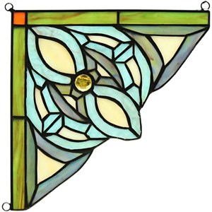 CHLOE Kylen Victorian Tiffany-glass Window Panel 8&quot Wide