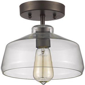 CHLOE Dickens Industrial 1 Light Bronze Semi-flush Ceiling Fixture 9&quot Shade