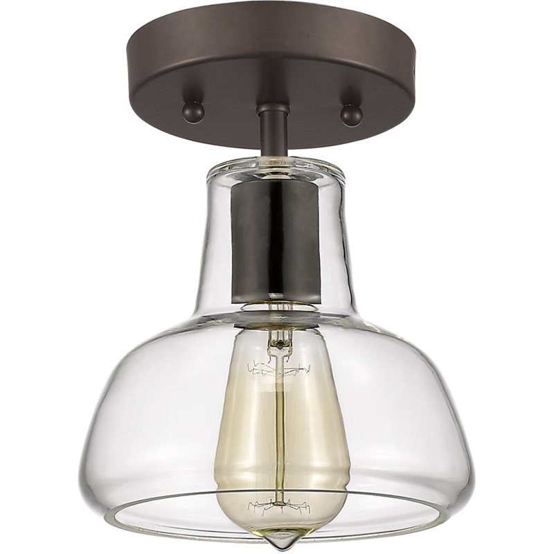 CHLOE Dickens Industrial 1 Light Bronze Semi-flush Ceiling Fixture 7