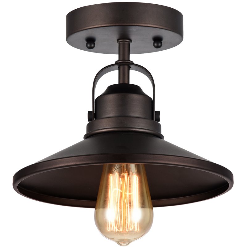 CHLOE Mycroft Industrial 1 Light Bronze Semi-flush Ceiling Fixture 9