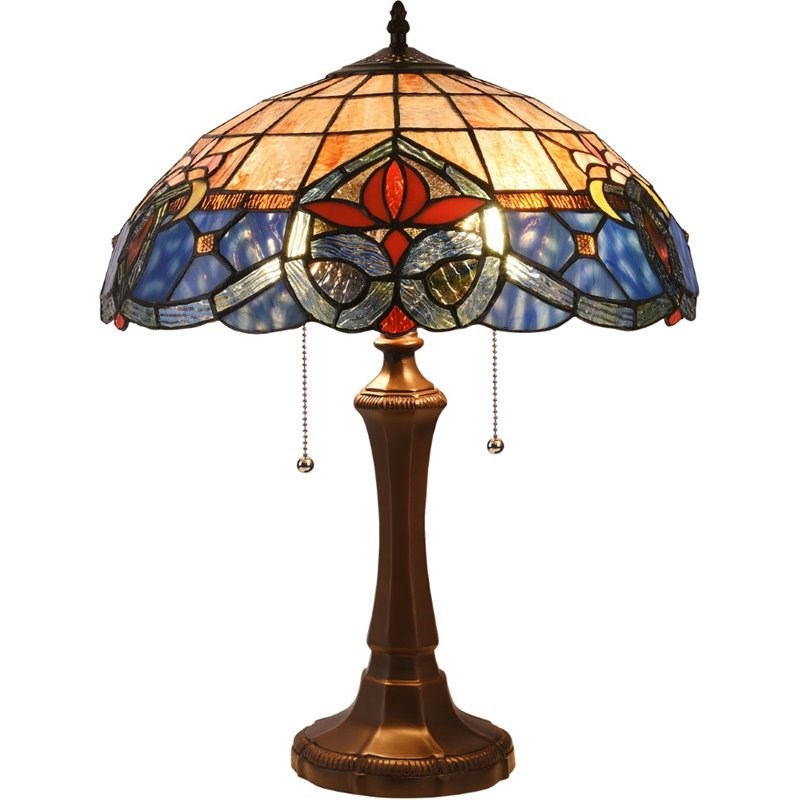 CHLOE Caspian Tiffany-style Dark Bronze 2 Light Victorian Table Lamp 16