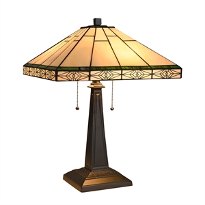 CHLOE Theros Tiffany-style 2 Light Mission Table Lamp 16&quot Shade