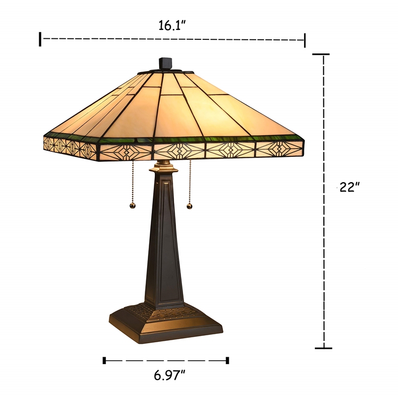 CHLOE Theros Tiffany-style 2 Light Mission Table Lamp 16