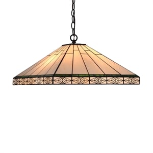 CHLOE Theros Tiffany-style 2 Light Mission Hanging Pendant Fixture 18&quot Shade