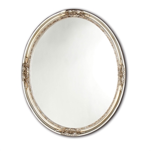 CHLOE Meryl 22&quotx26&quot Oval Resin Framed Wall Mirror in Antique Silver