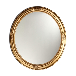 CHLOE Wythe 26&quotx29&quot Round Resin Framed Wall Mirror in Antique Gold