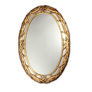 CHLOE Reese 22&quotx32&quot Oval Resin Framed Wall Mirror in Antique Gold