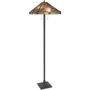 CHLOE Innes Tiffany-style Blackish Bronze 2 Light Victorian Floor Lamp 18&quot Shade