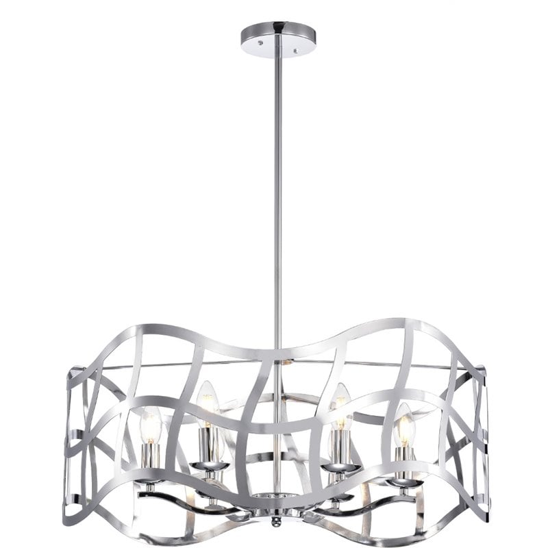 CHLOE Willow Transitional 6 Light Chrome Ceiling Pendant 25